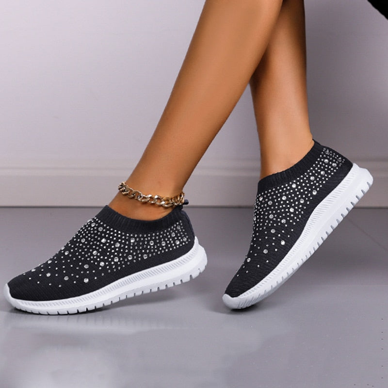 Damen - Stylische Sockensneaker mit Glitzer - Bequem und modisch - Perfekt für jeden Anlass