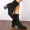 Damen - Stretch-Ankle Boots - Bequeme Slip-On Stiefel mit quadratischer Spitze - Stylische Schuhe für jeden Anlass