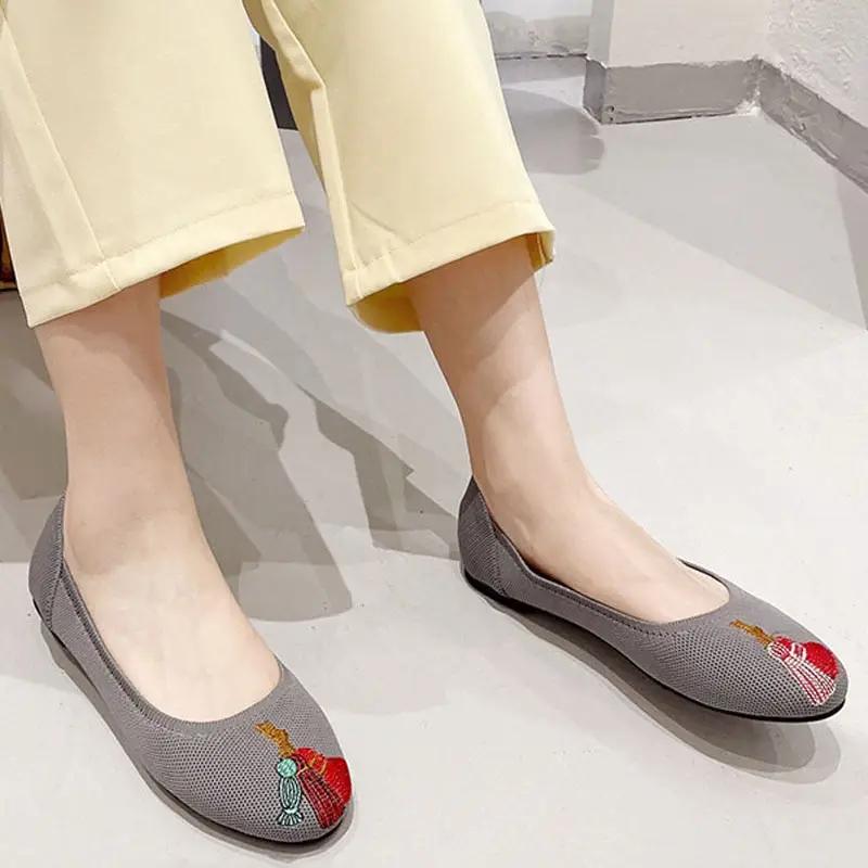 Flache Schuhe Frauen Slip On Weiches Leder Mokassins