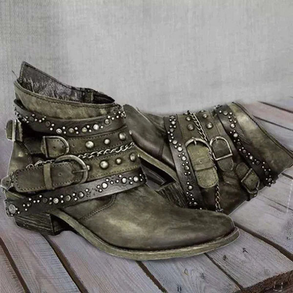 Damen - Vintage Stiefel - Leder - Elegante Retro-Stiefel für jeden Anlass