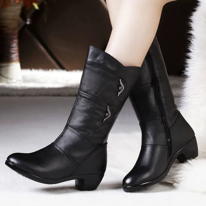 Damen - Stylische Lederstiefel - Hochwertiges Leder - Elegante und bequeme Stiefel für jeden Anlass