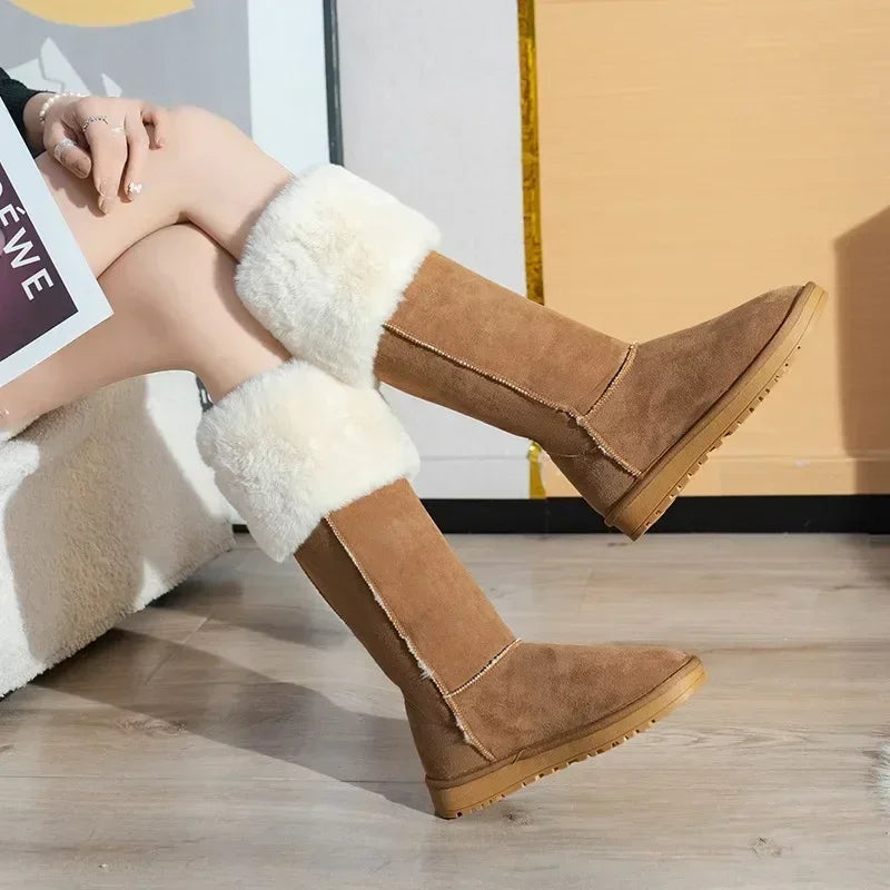 Elegante Wildleder-Winterstiefel mit Plüschfutter