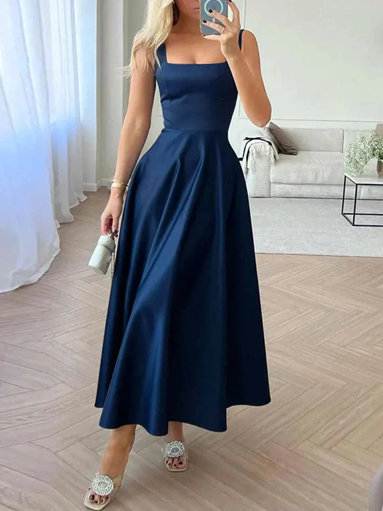 Frauen - Modernes Maxikleid - Ärmellos mit hoher Taille - Eleganter Stil für jeden Anlass