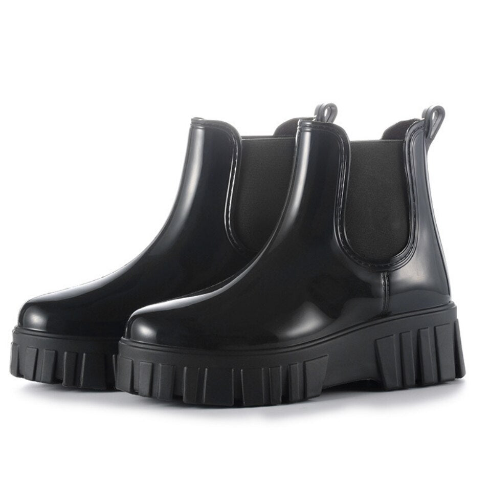 Damen - Chunky Regenstiefel - Robuste Gummistiefel  - Wasserdicht & Bequem - Perfekt für Regenwetter