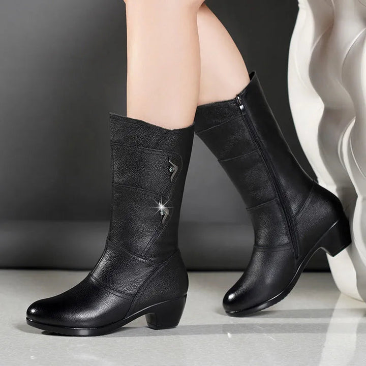 Damen - Stylische Lederstiefel - Hochwertiges Leder - Elegante und bequeme Stiefel für jeden Anlass