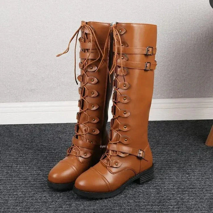 Damen - Schnallenstiefel - Hochwertiges Leder - Modische Stiefel für jeden Anlass