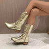 schicke Stiefel im Metallic-Chic