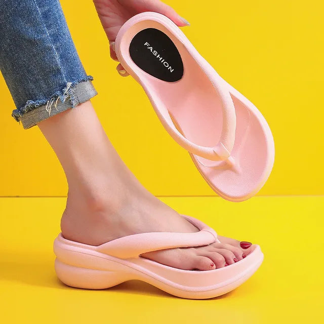 Sommer Keil Flip Flops mit rutschfester Plateau-Sandalen für Frauen