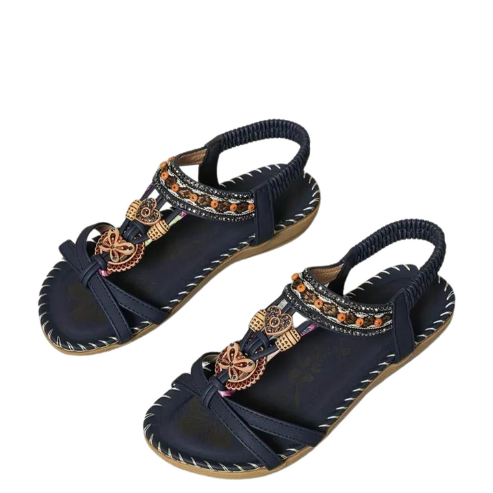 Flache Sandalen - Boho - Strass Schmetterling