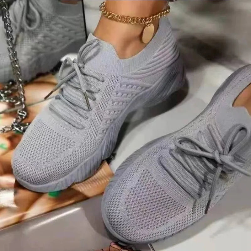 Damen - Schnürsneaker - Atmungsaktiv Mesh - Sportliche und Bequeme Schuhe für Freizeit