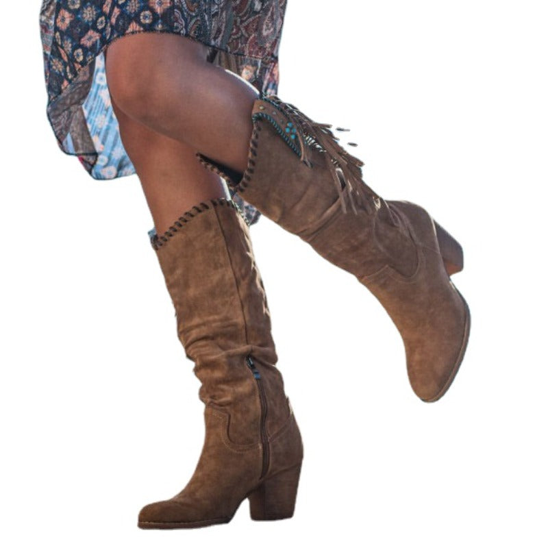 Damen - Cowboy Boots - Robuste Lederstiefel - Stilvolle Wildwest-Stiefel für Abenteuerlustige