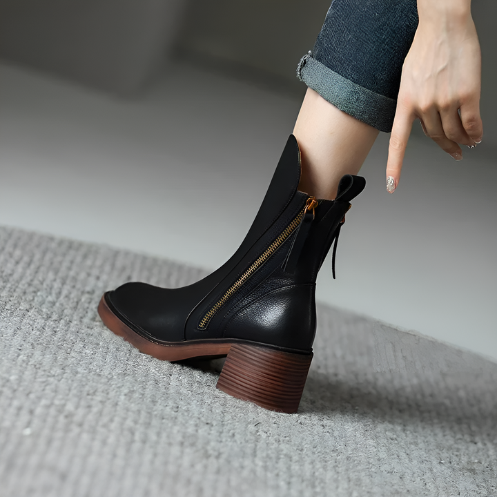 Damen - Stiefeletten - Stylische Echtleder-Design - Modische Schuhe für jeden Anlass