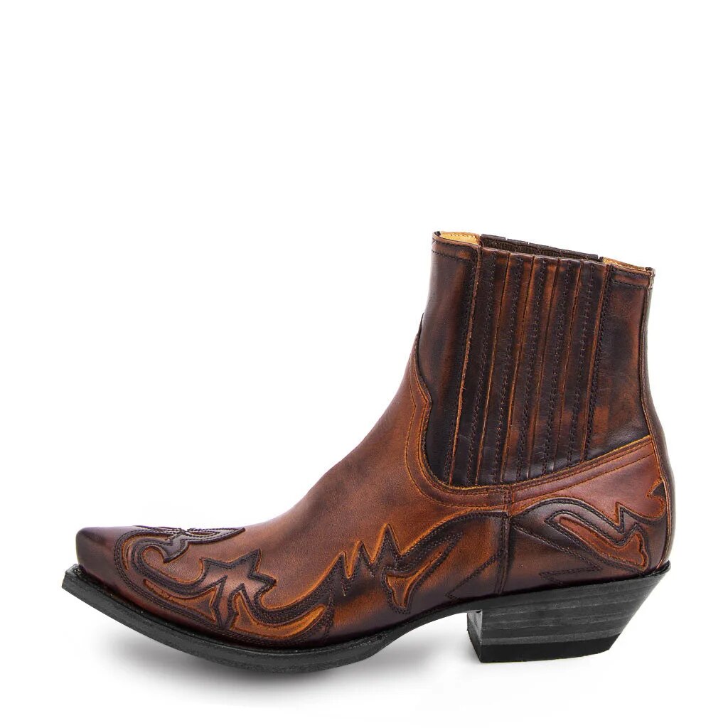 Damen - Cowboystiefel - Leder - Niedrig - Stilvolle Freizeit Schuhe für jeden Anlass