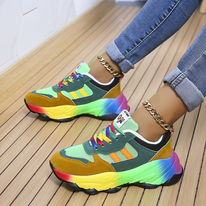 Damen Turnschuhe - Bunte Klobige Sneakers im Multicolor Design - Bequeme und Stilvolle Sportschuhe für Frauen