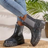 Damen - Funkelnde Plateaustiefel - Glitzerndes Design - Stilvolle Schuhe für jedes Outfit