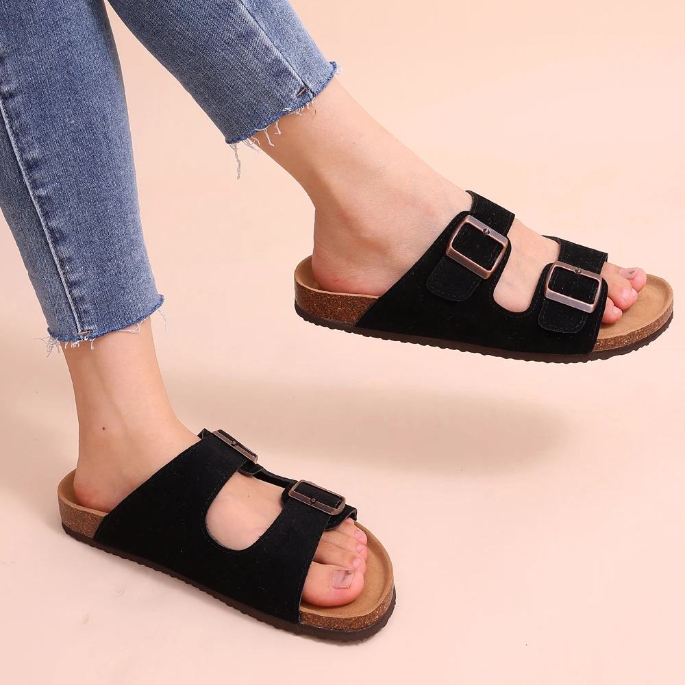 Damen - Sandalen – Korkfußbett – Bequeme und stilvolle Sommer-Schuhe für optimalen Komfort