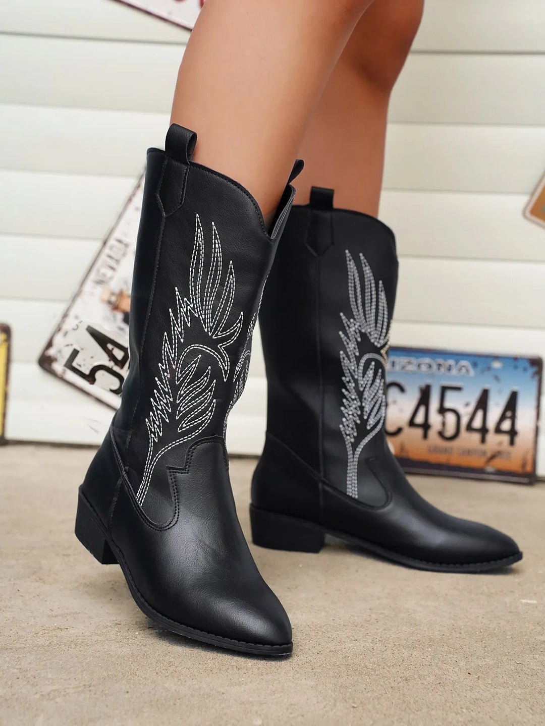 Damen - Cowboy-Stiefel - PU-Leder mit weichem Innenfutter - Bequeme und stylische Stiefel für jeden Anlass