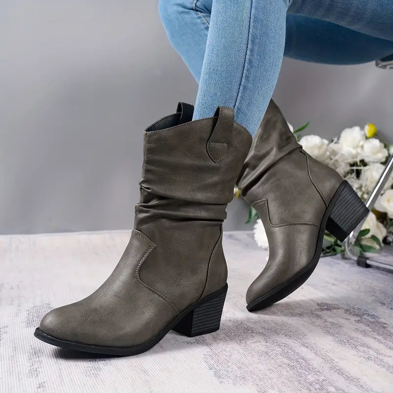 Damen - Halbhohe Westernstiefel - Echtleder - Modische Stiefel für Elegante Anlässe