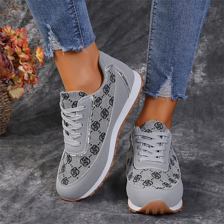 Sleek Flower Print Schnürsneakers