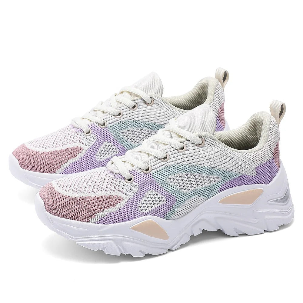 Damen - Plateau-Sneakers - Atmungsaktives Mesh - Bequeme und stylische Schuhe für Alltag und Freizeit