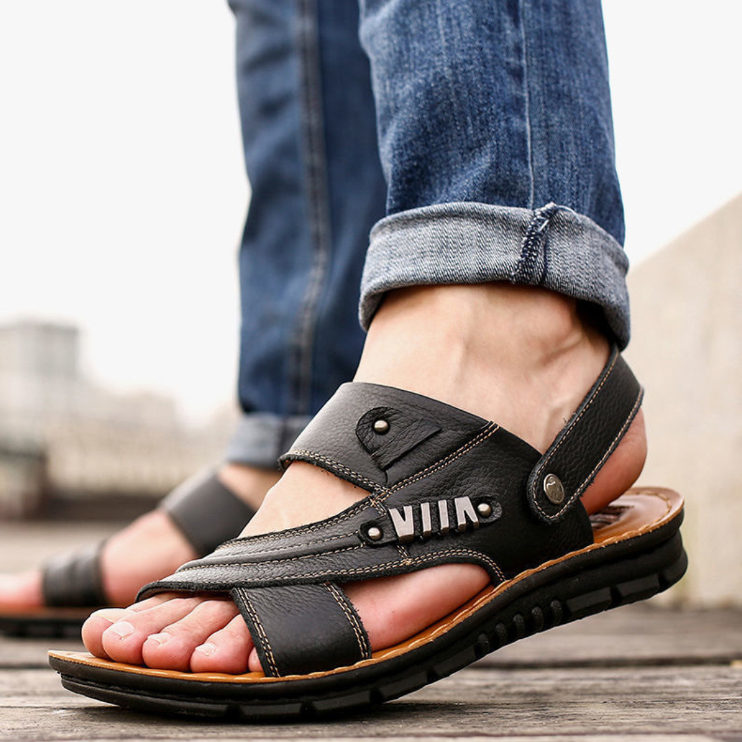 Herren - Ledersandalen - Bequeme Sommer-Schuhe aus hochwertigem Leder - Stylisch und komfortabel