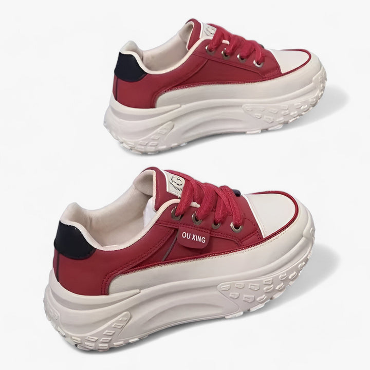 Damen - Plattform Sneakers - Retro Design - Bequem und Vielseitig für Jeden Anlass