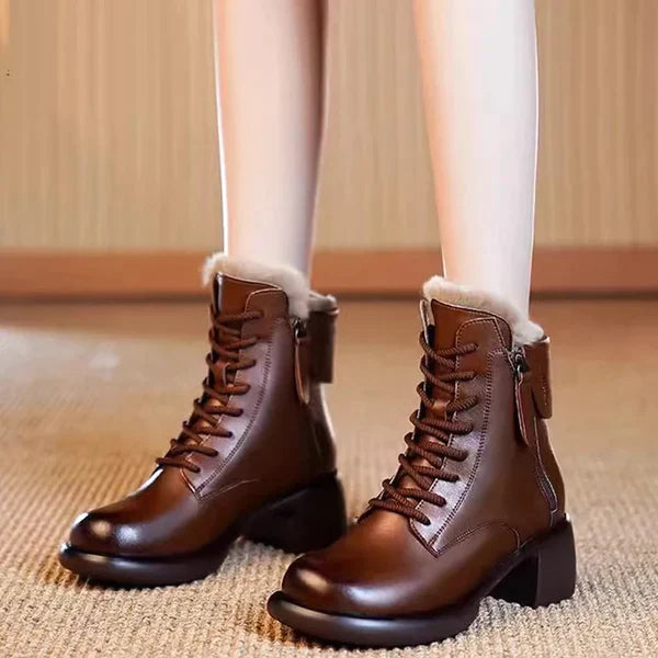 Damen - Vintage-Stiefel für - Hochwertiges Leder - Modischer Retro-Stil - Perfekt für jeden Anlass