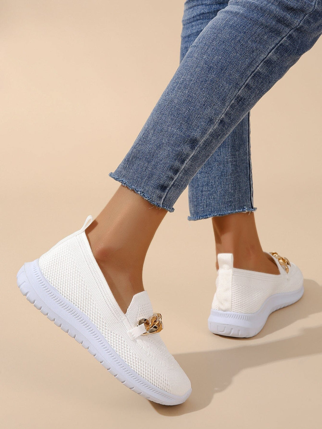 Damen - Slip-On Sneaker - Atmungsaktives Strickmaterial - Bequeme Freizeit Schuhe für jeden Anlass