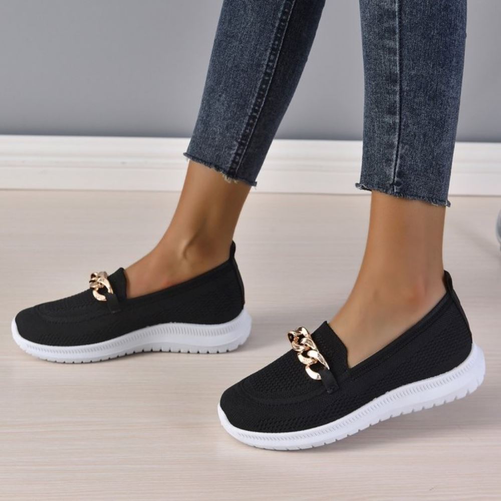 Damen - Slip-On Sneaker - Atmungsaktives Strickmaterial - Bequeme Freizeit Schuhe für jeden Anlass